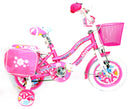 Bicicletta per Bambina 16" 2 Freni con Cestino e Borse Laterali Rosa-1