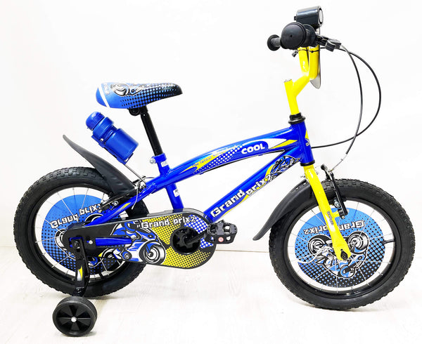 online 14" Kinderfahrrad 2 Bremsen mit Wasserflasche und blauem Frontschild