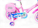Bicicletta per Bambina 12" 2 Freni con Cestino e Borse Laterali Rosa e Bianca-2