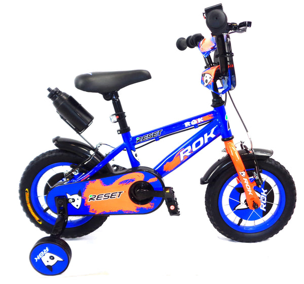 acquista 16" Kinderfahrrad 2 Bremsen mit Wasserflasche und blauem und orangefarbenem Frontschild