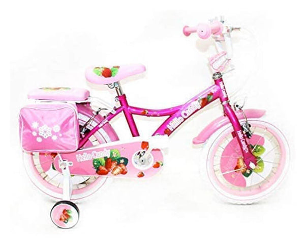 14" Mädchenfahrrad 2 Bremsen mit Korb und Seitentaschen Fuchsia sconto