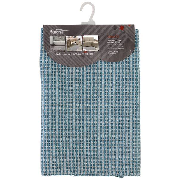 sconto Blaue rutschfeste Badematte aus Baumwolle Feridras Grata