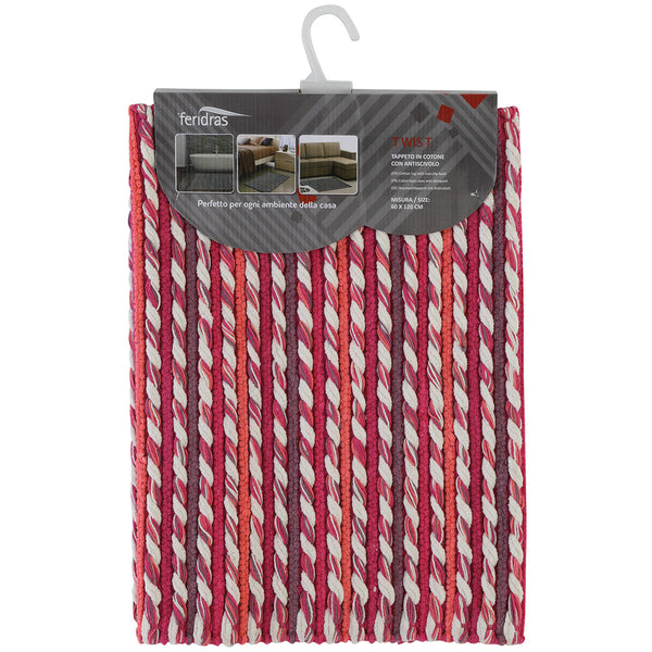 sconto Fuchsiafarbener Badezimmerteppich aus Chenille-Baumwolle mit rutschfestem Feridras Twist