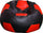 Bean Bag Pouf Ø100 cm in Baselli Black und Red Soccer Ball