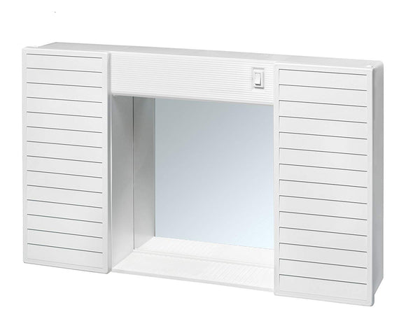 Badezimmerspiegelschrank 2 Türen aus PVC 58x37x12cm mit Licht Forlani Funny White sconto