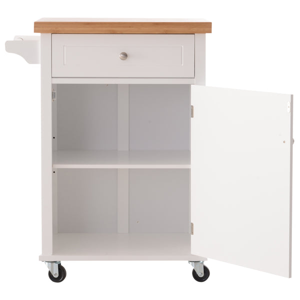 online Cabinet Küchenwagen aus Holz und weißem Bambus 70x45,7x90 cm