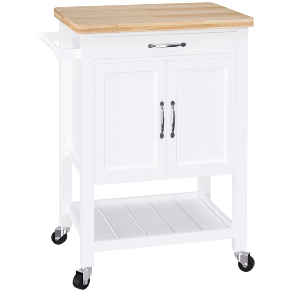 Platzsparender Küchenwagen aus weißem Holz 65x48x90 cm prezzo