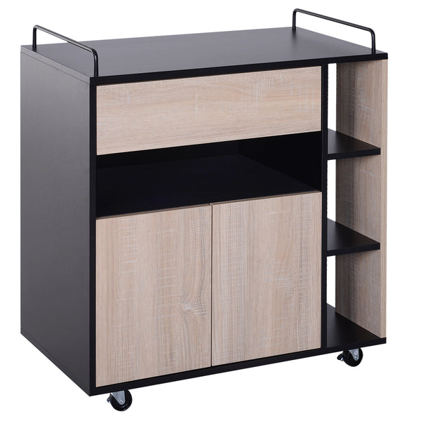 Cabinet Küchenwagen mit Schubladen aus Eiche und schwarzem Holz 76,5 x 40 x 82 cm prezzo