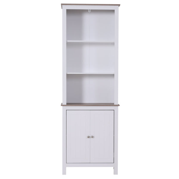 Bücherregal aus Holz mit 3 Regalen und weißen Türen 60x30x175 cm sconto