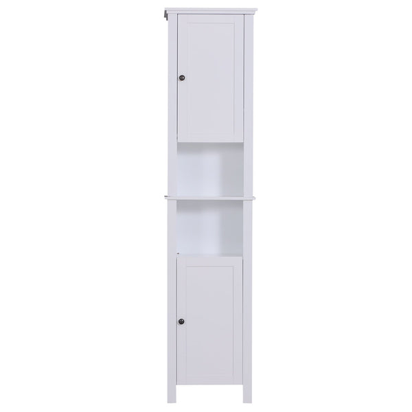 Platzsparender Badezimmer-Säulenschrank mit 6 Ablagen, weißes Holz, 40 x 30 x 170 cm sconto