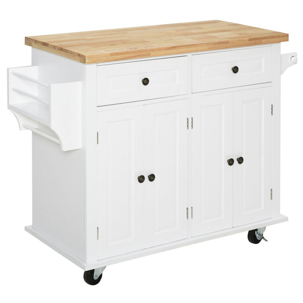 Küchenwagen mit Schubladen und Gewürzregal 111 x 44,5 x 82,5 cm aus weißem Holz online