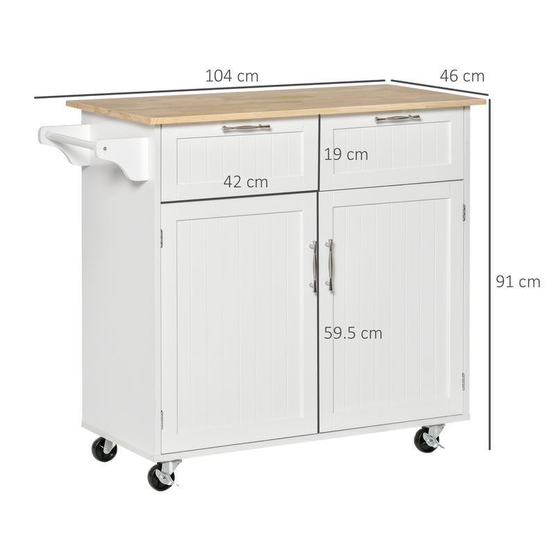 Küchenwagen 104x46x91 cm aus weißem Holz – acquista su Giordano Shop