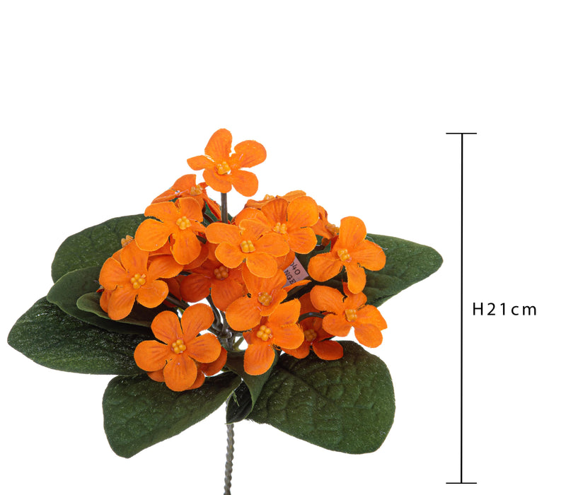 3 Cespugli Artificiali di Violetta Altezza 21 cm Arancio-2