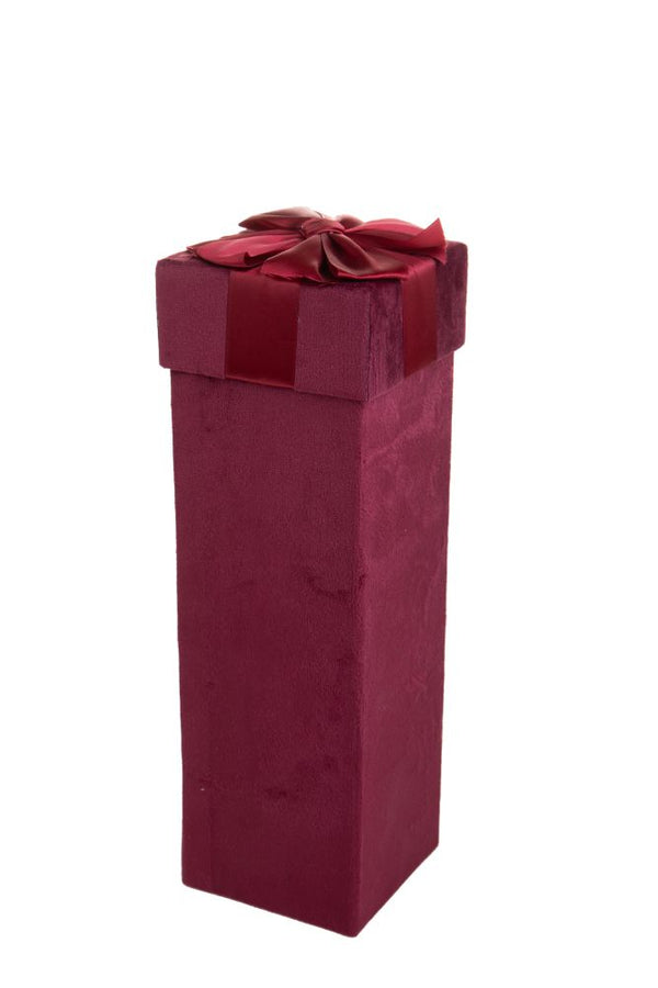 sconto Scatola Porta Bottiglia 10,5x35 cm con Fiocco in Carta Rosso