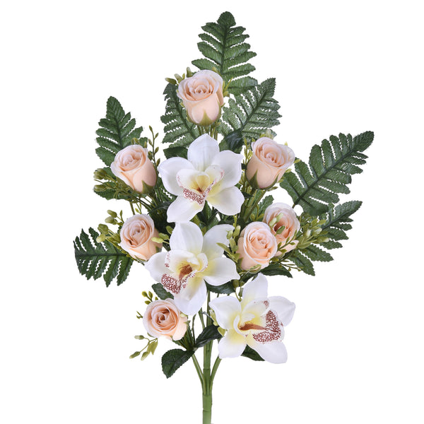 prezzo Set 4 Künstliche Blumensträuße Frontal aus Cymbidium und Rosen Höhe 43 cm