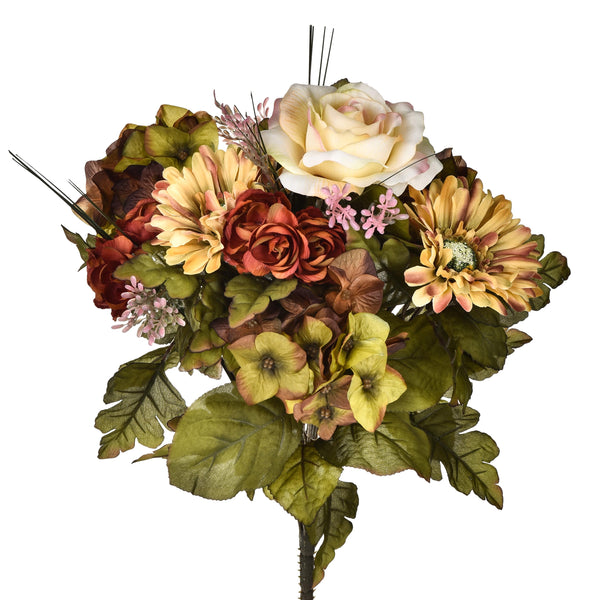Set 2 Künstlicher Strauß Hortensien mit Rosen Höhe 34 cm Grün acquista