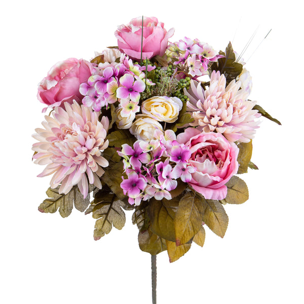 Künstlicher Blumenstrauß aus Rosen und Dahlien Höhe 34 cm Lila online
