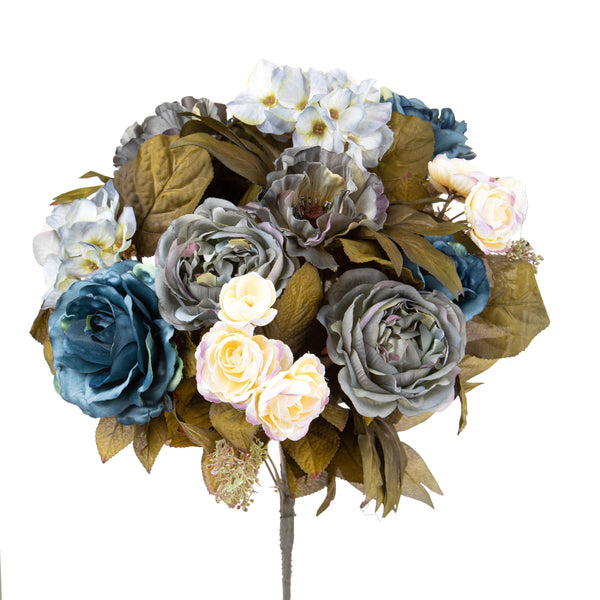 acquista Künstlicher Blumenstrauß aus Rosen und Hortensien Höhe 34 cm Blau