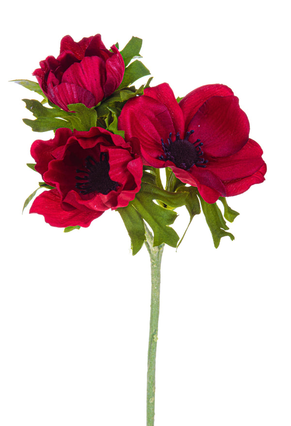 acquista Set 8 künstliche Anemonenblumen, bestehend aus 3 Blumen, Höhe 46 cm, rot