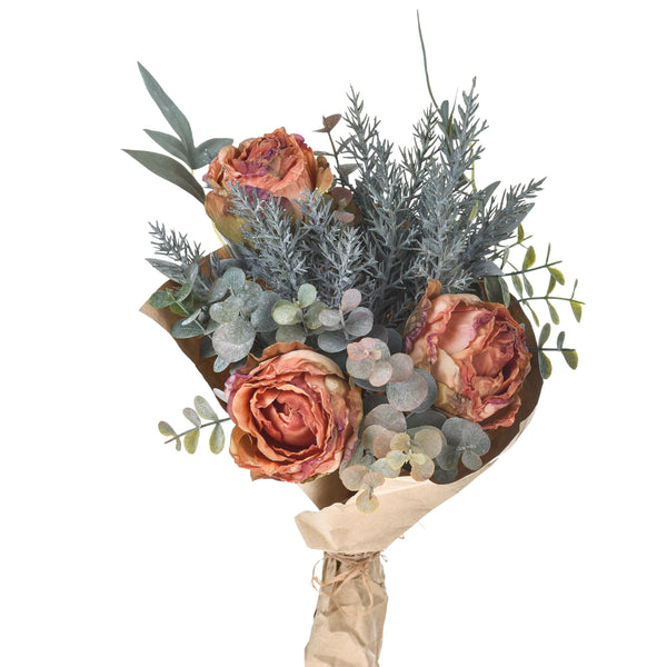 Set 4 Romantischer Kunststrauß mit Rosen Höhe 30 cm Orange sconto
