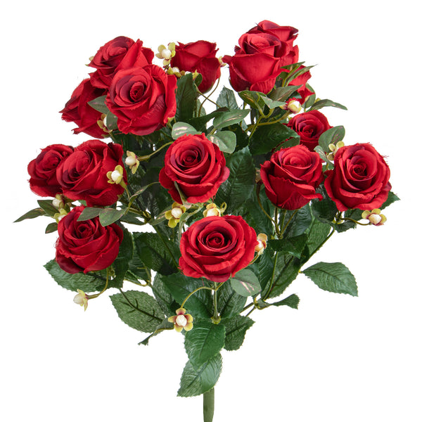 sconto Künstlicher Rosenknospen-/Hiperycum-Strauß für 13 rote Blumen