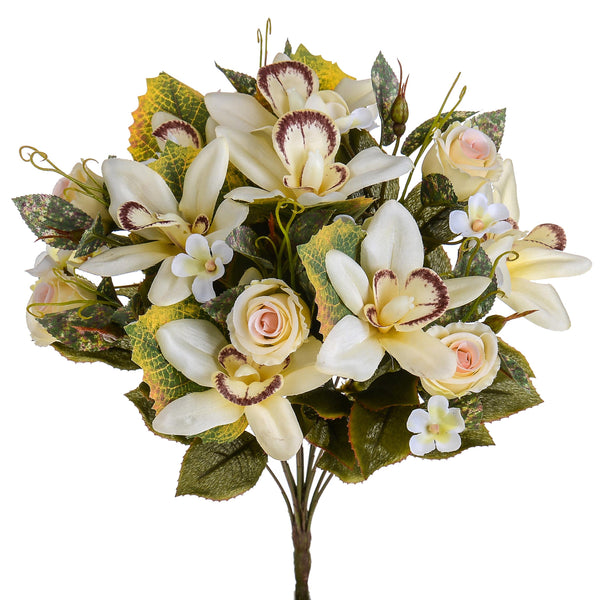 prezzo Set 2 Künstlicher Strauß aus Orchideen und Rosen, Höhe 38 cm, Rosa