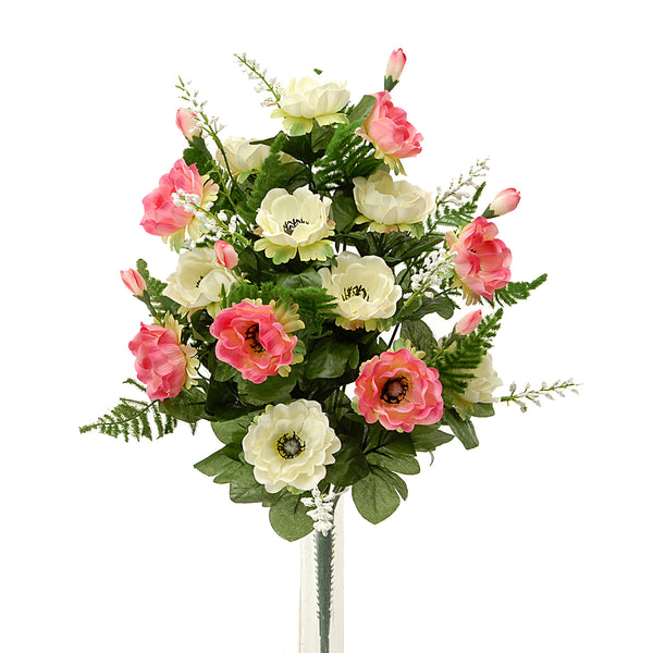 sconto Set 2 Künstlicher Blumenstrauß, bestehend aus 14 künstlichen Anemonenblumen, Höhe 46 cm, Rosa