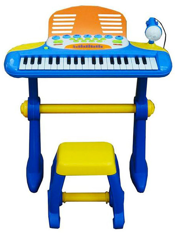 Pianola 37 Tasten mit MP3-Hocker und Recorder Kids Joy Play and Play Blue prezzo
