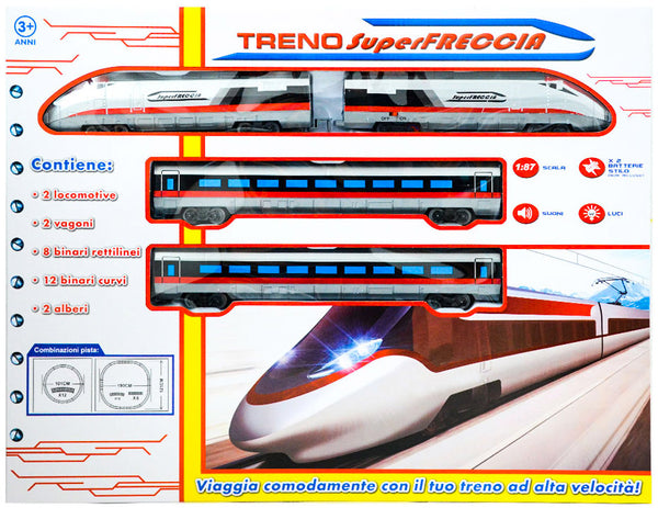 acquista Elektrischer Zug mit Geräuschen und Lichtern Kinder Joy White Super Freccia Train