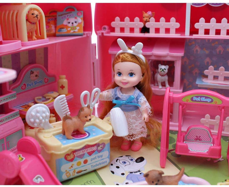 Casa delle Bambole Portatile 2 in 1 Kids Joy Valigetta Pet Shop Rosa-5