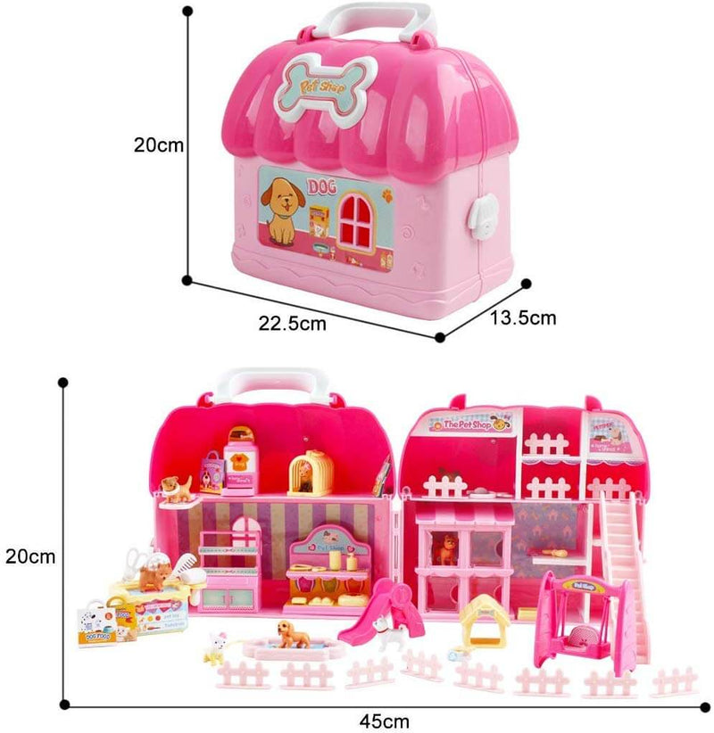 Casa delle Bambole Portatile 2 in 1 Kids Joy Valigetta Pet Shop Rosa-6