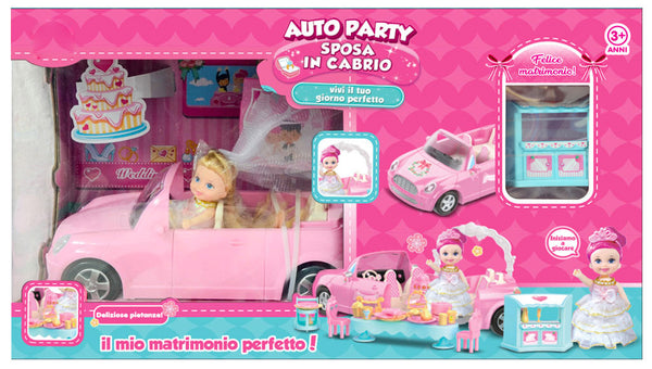 Cabriolet-Auto mit Brautpuppe und Pink Kids Joy Auto Party Zubehör sconto