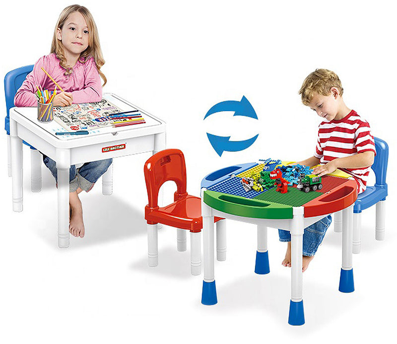Tavolino Multiuso 3 in 1 per Bambini con 2 Sedie Kids Joy Block Desk-10