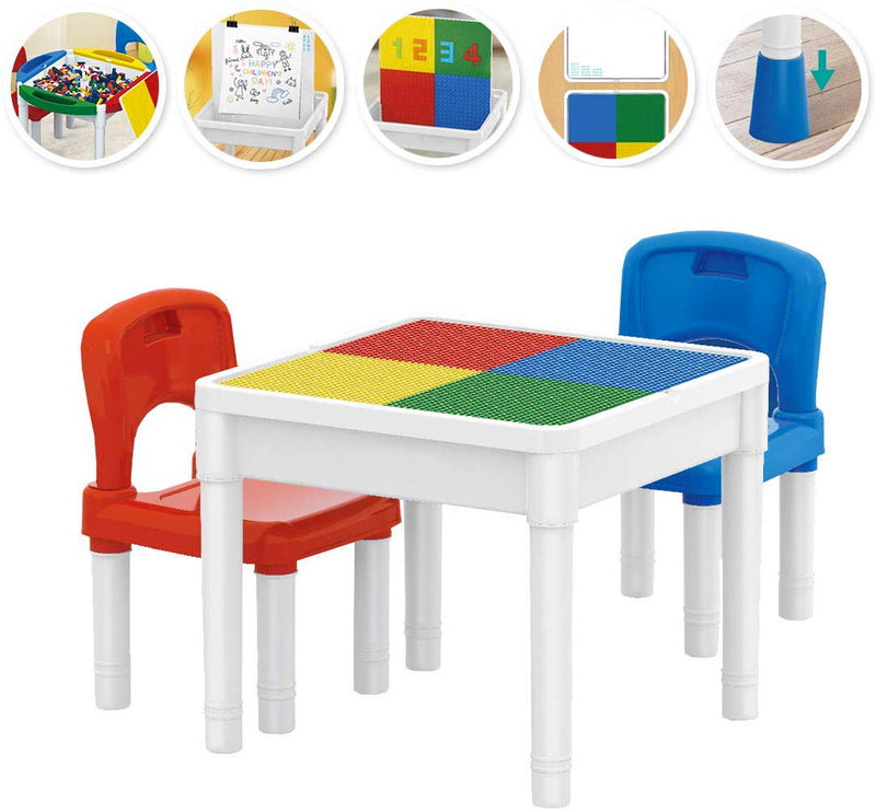 Tavolino Multiuso 3 in 1 per Bambini con 2 Sedie Kids Joy Block Desk-8
