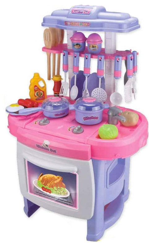 online Spielzeugküche für Kinder 62x27x42 cm mit Pink Kids Joy Utensilien
