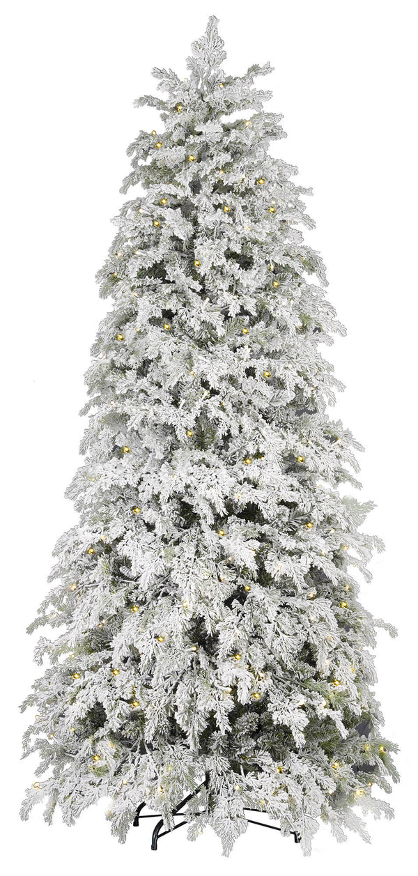 sconto Künstlicher Weihnachtsbaum, schneebedeckt mit grünen LED-Leuchten aus Kiefernholz in verschiedenen Größen