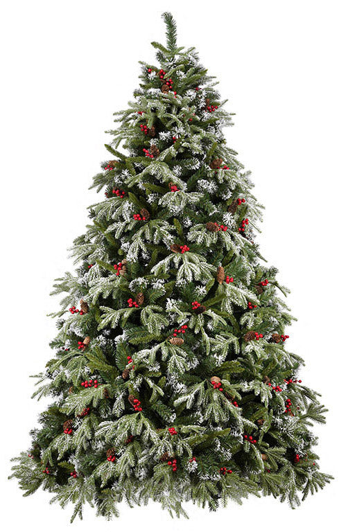 Schneebedeckter künstlicher Weihnachtsbaum 210 cm 62 Äste mit Tannenzapfen und Beeren Grüne Murgekiefer online