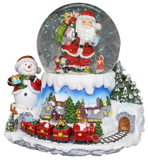 Weihnachtskugel aus Harz mit Weihnachtsmann mit Lichtern und Geräuschen acquista