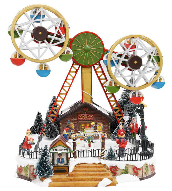 sconto Weihnachtsdorf aus Harz mit Lichtern und Geräuschen 31 x 29 x 28 cm Vanzetti Riesenrad Karussell