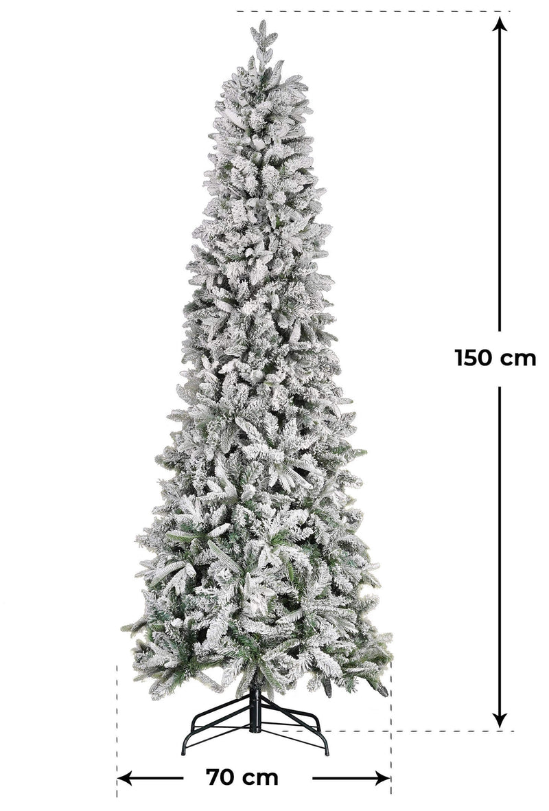 Albero di Natale Artificiale Innevato 150 cm 30 Rami Pino del Gargano Verde -2