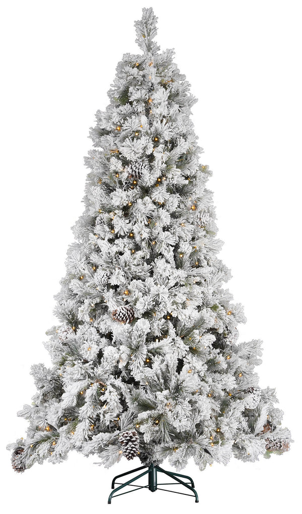 acquista Schneebedeckter künstlicher Weihnachtsbaum mit LED-Leuchten aus grüner Gargano-Kiefer in verschiedenen Größen