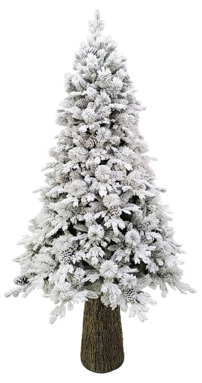 Schneebedeckter künstlicher Weihnachtsbaum 180 cm 25 Äste mit Tannenzapfen und grünem Zedernstamm acquista