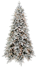 Albero di Natale Artificiale Innevato 210 cm 55 Rami 450 Luci LED Farnetto del Gargano Verde-1