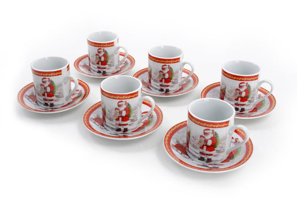 prezzo Weihnachtskaffee-Set 6 Tassen und 6 Untertassen aus Keramik