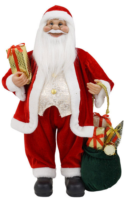 Weihnachtsmannpuppe H60 cm mit Sack und roter Geschenkbox prezzo