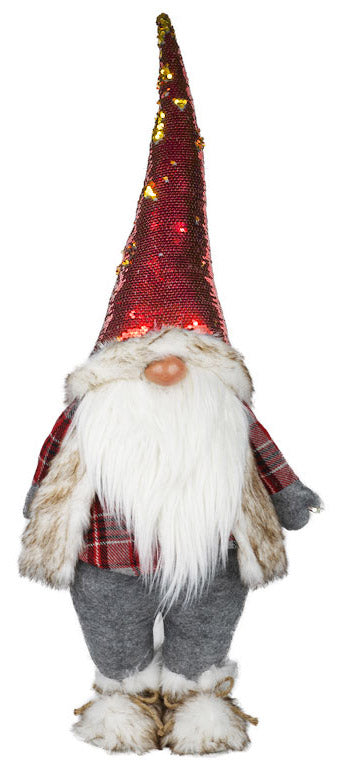 Weihnachtsmannzwerg H85 cm in grauem und rotem Stoff sconto