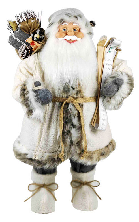 Weihnachtsmannpuppe H80 cm mit Kleidung aus weißem Stoff prezzo