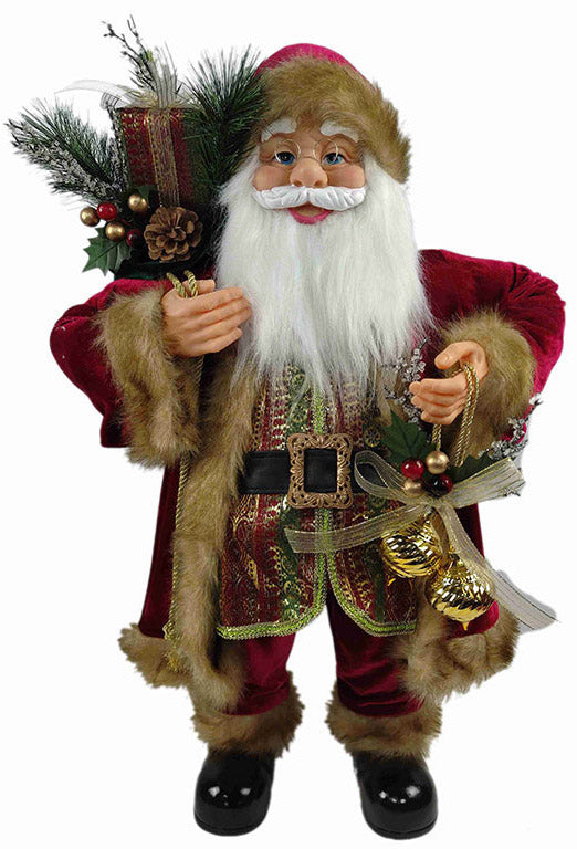 Weihnachtsmannpuppe H60 cm mit Kleidung aus rotem Stoff sconto