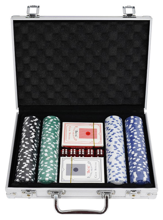 Set 200 Pokerchips 2 Kartendecks mit Etui online