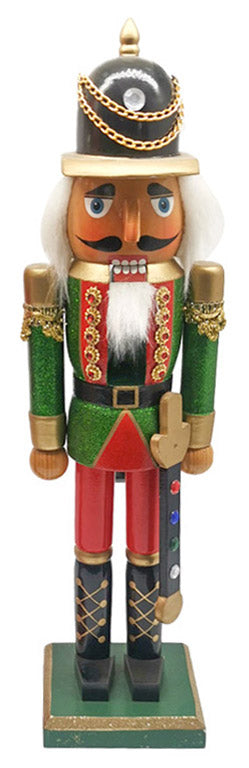 sconto Weihnachtlicher Nussknacker-Soldat H38 cm in grünem Holz